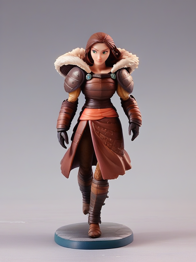 score_9, score_8_up, score_7_up, 1girl, walking, full body, (dynamic pose:1.1), dynamic angle, simple background, 
 <lora:AValka_character:0.8>, ValkaXL, brown hair, green eyes, armor, shoulder armor, pauldrons, fur trim, skirt, pants, gauntlets, cartoon, <lora:Anime_Figure_P1:0.8> figure