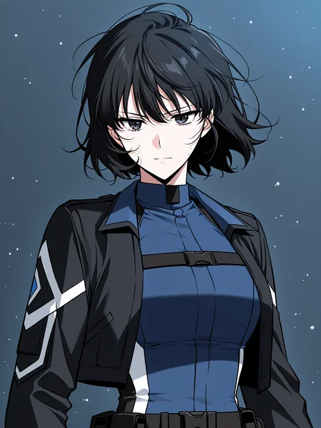 <lora:Omniscient Reader's Viewpoint _ Han Sooyoung_epoch_7:1>
1 girl, solo, short hair, messy hair, black hair, black eyes,
blue bodysuit, black short jacket, tactical outfit, long black boots, utility belt, black gloves, holster on thigh, white and black accents, skin-tight suit,
score_9, score_8_up, score_7_up, score_6_up, source_anime, rating_explicit, masterpiece, best quality, intricate details, gothic fantasy, upper body portrait, dramatic pose, confident gaze, cinematic lighting, clean background, glowing magical particles, detailed face, vibrant colors