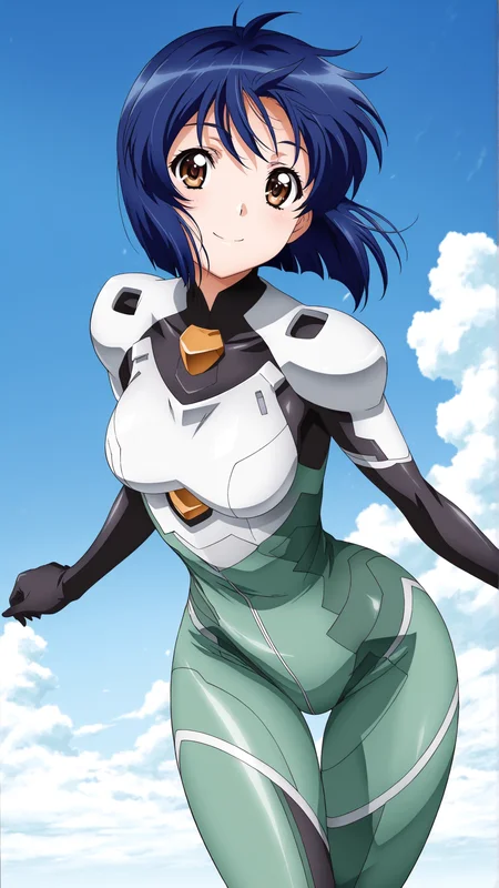 masterpiece, best quality, anime coloring, science fiction, blue sky
1girl,solo, smile, floating hair, dynamic pose
<lora:Satsuki-Kawamoto_lL_v01:1> satsuki-kawamoto, blue hair, brown eyes, short hair, bodysuit, pilot suit, thigh gap, skin tight
