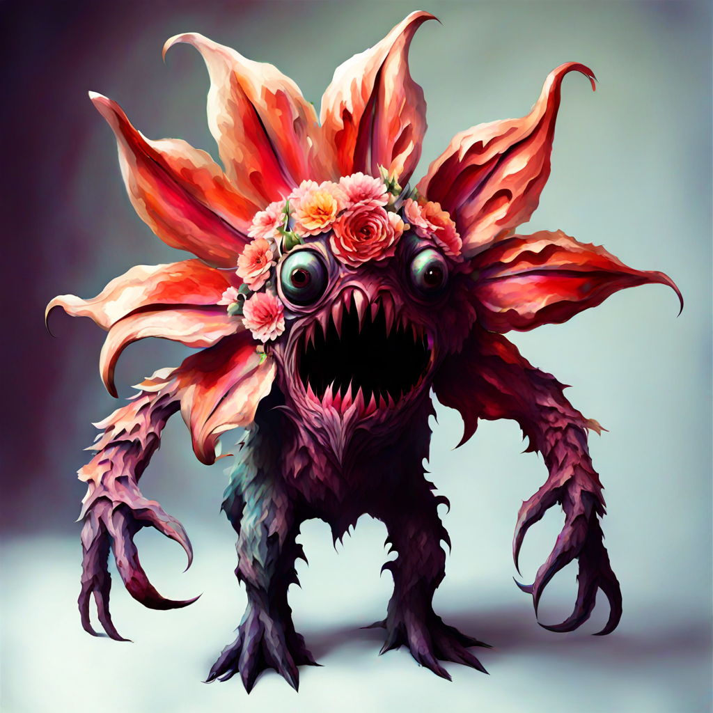 <lora:fx-monsters-xl-mrey-nocap:1> monster flower creature