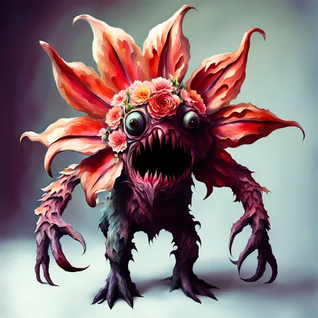 <lora:fx-monsters-xl-mrey-nocap:1> monster flower creature