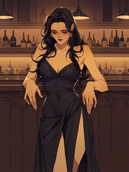 score_9, score_8_up, score_7_up, score_6_up, score_5_up, <lora:luom4nXLP:1> luom4n, 1girl, long hair, evening gown, bar,solo
