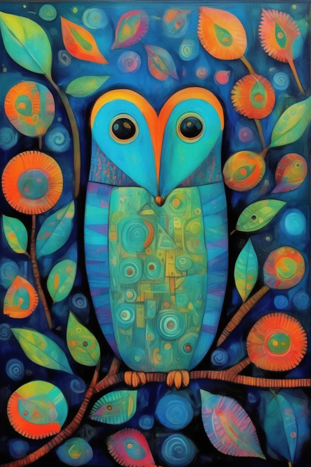 <lora:Laurel Burch Style:1>Laurel Burch Style - vivid colorful, a squirgum bijurgum coolada humanatingalinga, the cubism is profound, the bioluminescence is ecstatic