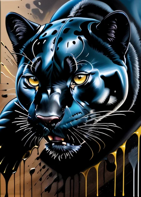 animal, a black panther, <lora:MS_Acrylic_Art:0.8>,paint drops, paint splash, painting,