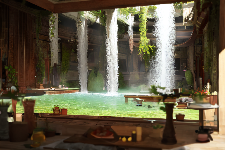 highly insanely detailed, masterpiece, top quality, best quality, highres, 4k, 8k, RAW photo, (very aesthetic, beautiful and aesthetic),  
Ancient Roman Interior Design,RomInt,ancient_roman_dining_room,Triclinium,ancient_roman_kitchen,terra_cotta_stove,spice_jars,open_air_light, 
<lora:RomanInterior-10:1>, 
(1girl:1.3), 
1other, 
(dark_skin,tan_skin,tanned skin,dark skin,dark-skinned,black-skinned,bronze skin,bronzed skin,cinematic Bronze tan tanning skin tone:1.1), 
, 
, 
north american,wide,fallen tree,mystic waterfall,cascading water,mystical mist,hidden cave,soothing atmosphere, 
,âââ