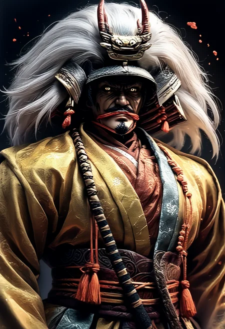 score_9,score_8_up,score_7_up,
Male illustration,50 years old,mature man,ambitious,beast-like sharp gaze,chubby but muscular,Japanese samurai,16th century,dramatic lighting,high contrast,decorative,atmospheric,haunting beauty,texture,(dynamic angle),round face,black,gray,red,yellow,
bust up,l,splash art,highly detailed illustration,trending on Artstation,paint splashes,perfect composition,watercolor,sharp focus,intricate details,highly detailed,
White background,mustache(1.3),windy,dynamic pose,dynamic angle,real,realstic,holding katana,
Watercolor,<lora:BDpony_TakedaShingen_V1:0.9>,Takeda Shingen,
<lora:Midjourney_5:0.6>,<lora:WaterColorV3:0.8>,