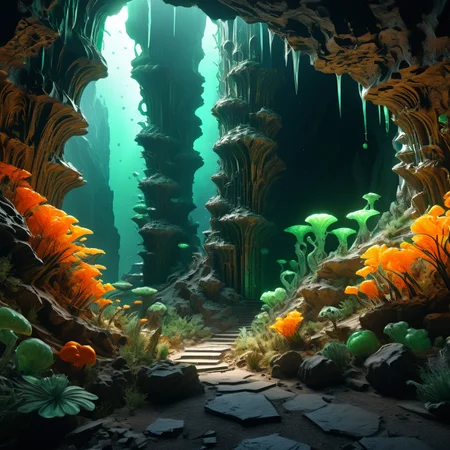((best quality)), ((masterpiece)), ((realistic,digital art)), (hyper detailed),DonMG414XL Valleys Virtual Reality,Milky Way,Play of Light and Shadow, octane rendering, raytracing, volumetric lighting, Backlit,Rim Lighting, 8K, HDR, <lora:DonMG414XL-000016:1>, ((best quality)), ((masterpiece)), ((realistic,digital art)), (hyper detailed), Marketplace Celestial Harmony,Ledge,Underwater Cave,Column, octane rendering, raytracing, volumetric lighting, Backlit,Rim Lighting, 8K, HDR, <lora:add-detail-xl:.8>