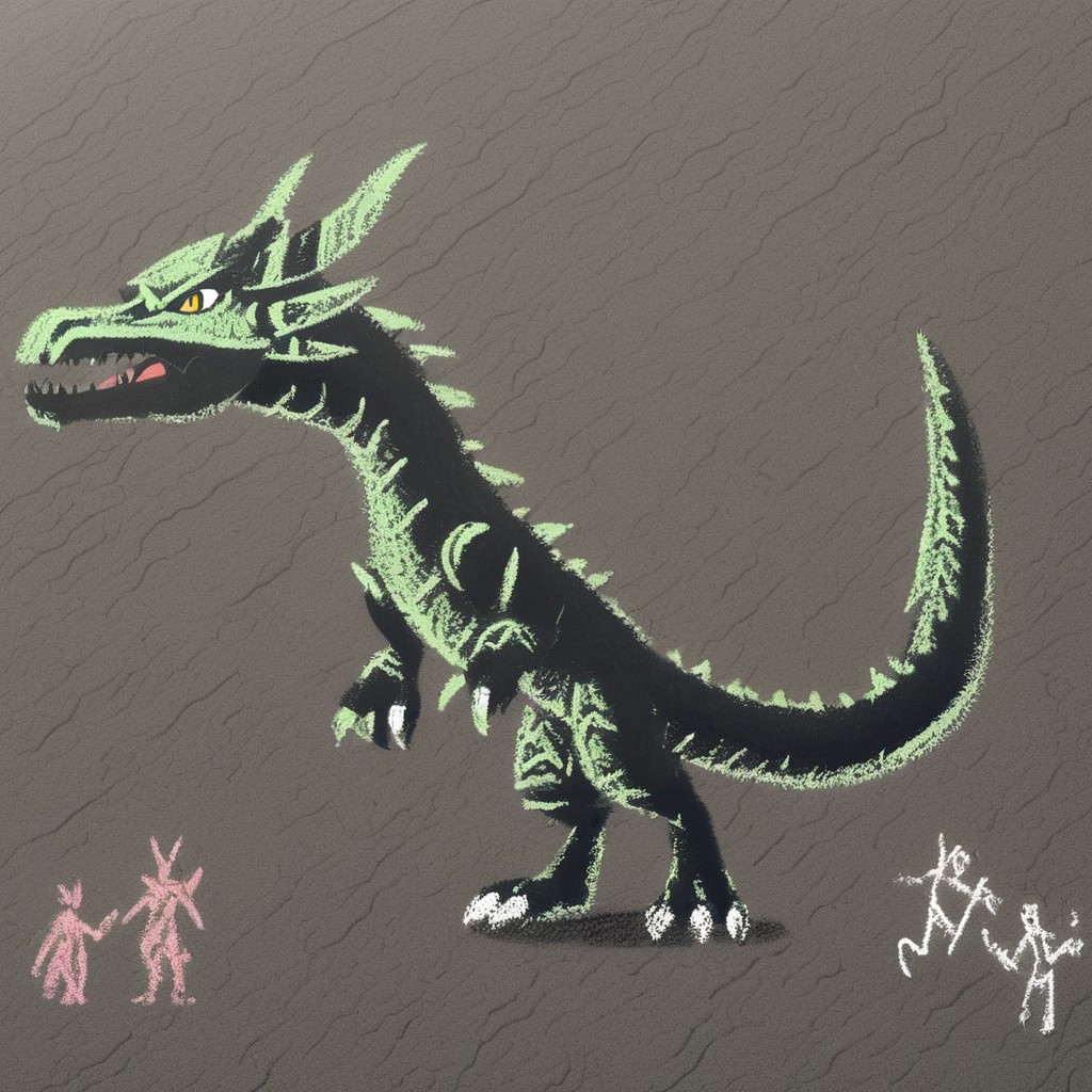 ch4lkdr4wing, chalk, 1boy, phaedrus, no humans, yellow eyes, teeth, sharp teeth, dragon, claws, tail, horns, spikes, open mouth