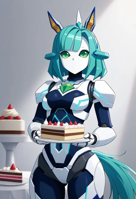 1girl, green eyes, robot, android, mechanical ears,  animal ears, green hair, blue hair, no mouth, humanoid robot, tail, bangs, robot joints, horse ears  horse tail, 
, mechamusume,cake art, lighting from behind pyramid,,  1girl, green eyes, robot, android, mechanical ears, animal ears, green hair, blue hair, no mouth, humanoid robot, tail, bangs, robot joints, horse ears
made of cake background objects, ,