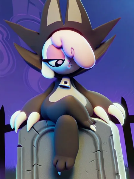 score_9, score_8_up, score_7_up, score_6_up, score_5_up, score_4_up, source_furry, Cofi_PonyXL, on_model, hood_up, claws, triangle mouth, graveyard, sitting on tombstone, crossed legs, <lora:Cofi-PonyXL-v2:1.0>
