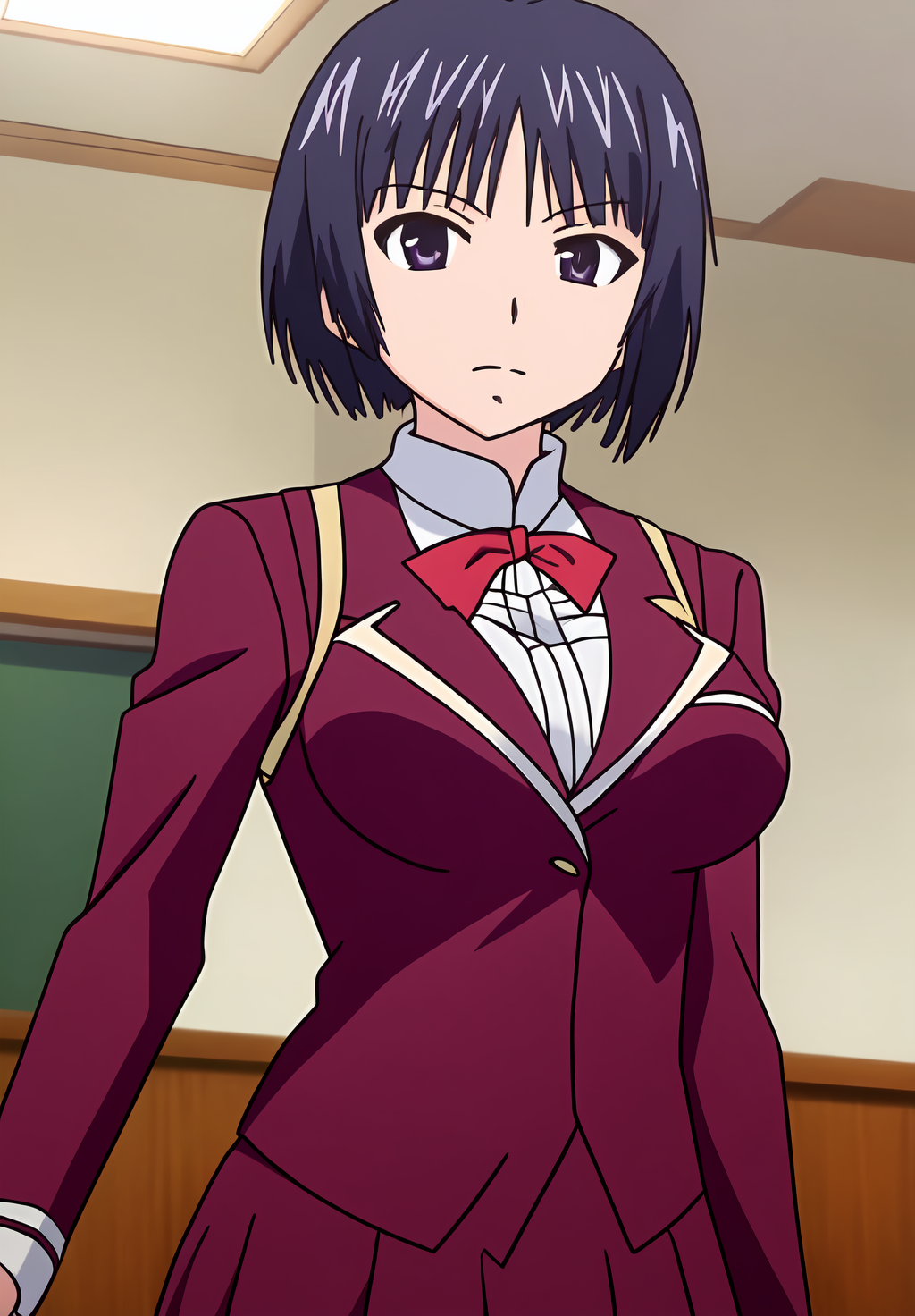 <lora:yuuki_karin:0.8>, (masterpiece, best quality,perfect lighting), yuuki_karin, 1girl, solo, dynamic pose, school uniform, portrait,