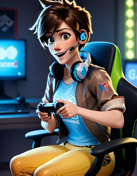 score_9, score_8_up, score_7_up, score_6_up, score_5_up, score_4_up
<lora:disney3d-ponyxl:0.9>
tracer, excited, headset, gaming chair, holding game controller, computer, neon lights