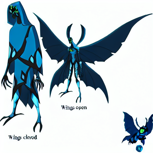 alien, wings open, Ben 10, Big Chill, closed wings