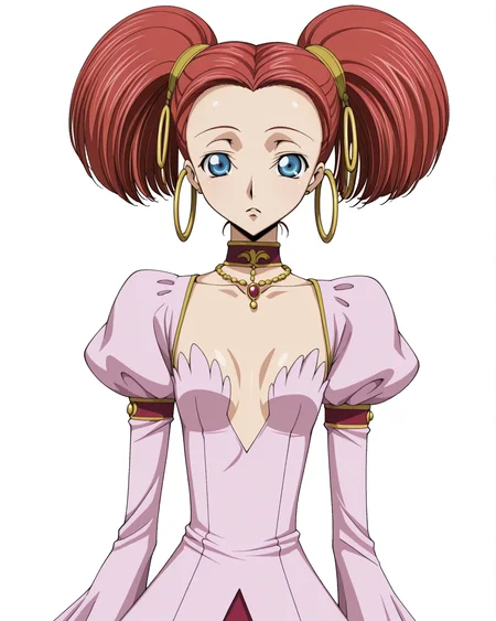 anime coloring,anime screencap,
highres,best quality,masterpiece,
shiny skin,
BREAK
<lora:transparent-background-illustriousxl-lora-nochekaiser:1>,transparent background,(white background:1.1),
Code Geass,
BREAK
<lora:Carine_ne_Britannia_Code_Geass_IL:1>,carbritan,1girl,solo,flat chest,twintails,blue eyes,red hair,short twintails,earrings,short hair,
long sleeves,jewelry,choker,puffy sleeves,necklace,juliet sleeves,hoop earrings,
full body,standing,
upper_body,