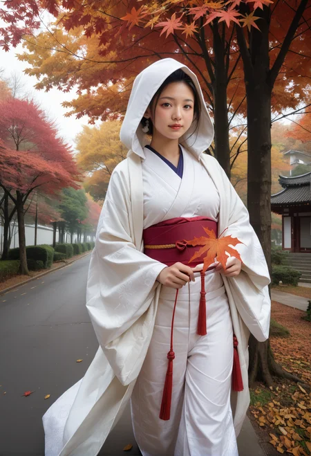 score_9,score_8_up,score_7_up,8k,,ruanyi0722,autumn leaves,tree,,ruanyi0721,bride,white kimono,hood up,japanese clothes,hood,tabi,1girl,<lora:0722 autumn leaves_v1_pony:0.9>,<lora:0721 Shiromuku_v1_pony:0.6>