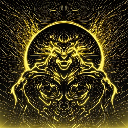 a projection of immortal,halo,<lora:eastern_mythology_xl:0.8>,golden line,