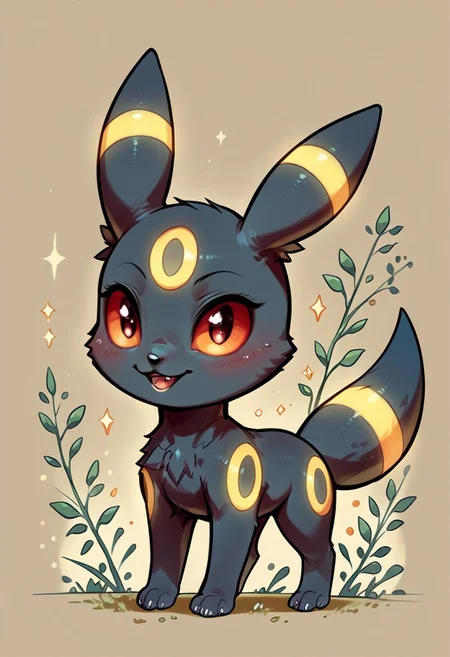 score_9, score_8_up, score_7_up, source_anime, solo, cute chibi Umbreon, feral Umbreon, chibi body, chibi art style, (detailed image, high resolution, 5k resolution:1.0), (anime art style:0.9)