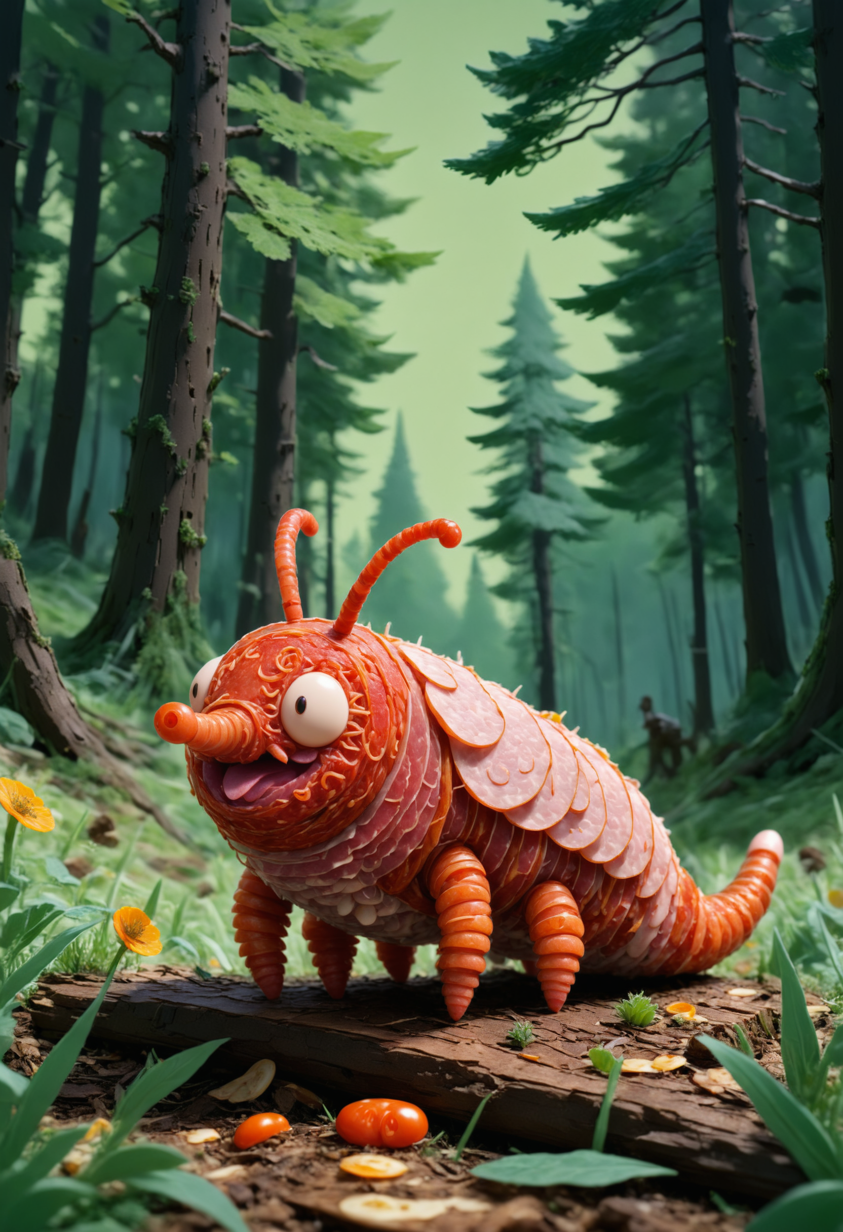 photo of a baby Spice worm in the field and woods, style of laurie greasley, studio ghibli, akira toriyama, james gilleard, genshin impact, trending pixiv fanbox, acrylic palette knife, 4k, vibrant colors, deviantart, trending on artstation, low details <lora:dvr-slm:1> dvr-slm