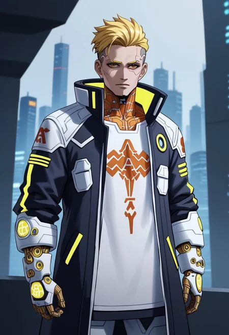 a golden and white porcelain, infinity, cyberpunk, (pmg style, DedMoroz)