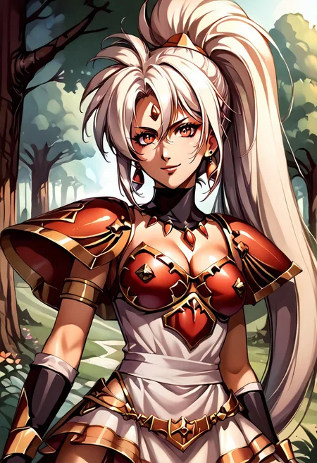 kuroinukaguya, , (best quality) , (highly detailed) ,((masterpiece)), ((best quality)), (ultra-detailed), ((extremely detailed)), (high resolution), 4K, (8K), best quality, (beautiful), (dynamic lighting), (super detailed skin), sharp focus, (1_girl, solo focus), (score_9,score_8_up,score_7_up,source_anime,(masterpiece:1.2),best quality,very aesthetic,public indecency,absurdres),masterpiece,best quality,very aesthetic,fantasy,absurdres,1girl,solo, <lora:luna_p_v1.2:1>,,white hair,high ponytail,<lora:Fixhands_anime_bdsqlsz_V1:1>, armor,long hair,,very long hair, ,white hair,hair between eyes,
forehead green jewelry, tooth earrings, tooth neckleace, bare shoulders, fur trim, armlet, cleavage, midriff, solo, front view, (portrait, upper body), solo focus, seductive smile, looking at viewer, forest, tree <lora:NidaleeLoLXLv2:0.8>
masterpiece,best quality, very aesthetic, absurdres, ultra detailed, high resolution, 4k, extremely detailed CG,
detailed eyes、detailed face and detailed skin <lora:add-detail-xl:1.0>