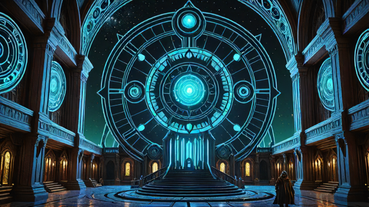 building, occult, dark cultist, [ (art by Ralph Horsley:0.7) | (Justin Roiland:1.3) ], architecture of a Planetary rotation, extremely detailed CG Unity 8k wallpaper, ultra detailed, science fiction, ultrasharp, dynamic cinematic color, aesthetic, beautiful detailed, intricate detail, inspired, rich deep colors, fantastic aesthetic, magic atmosphere