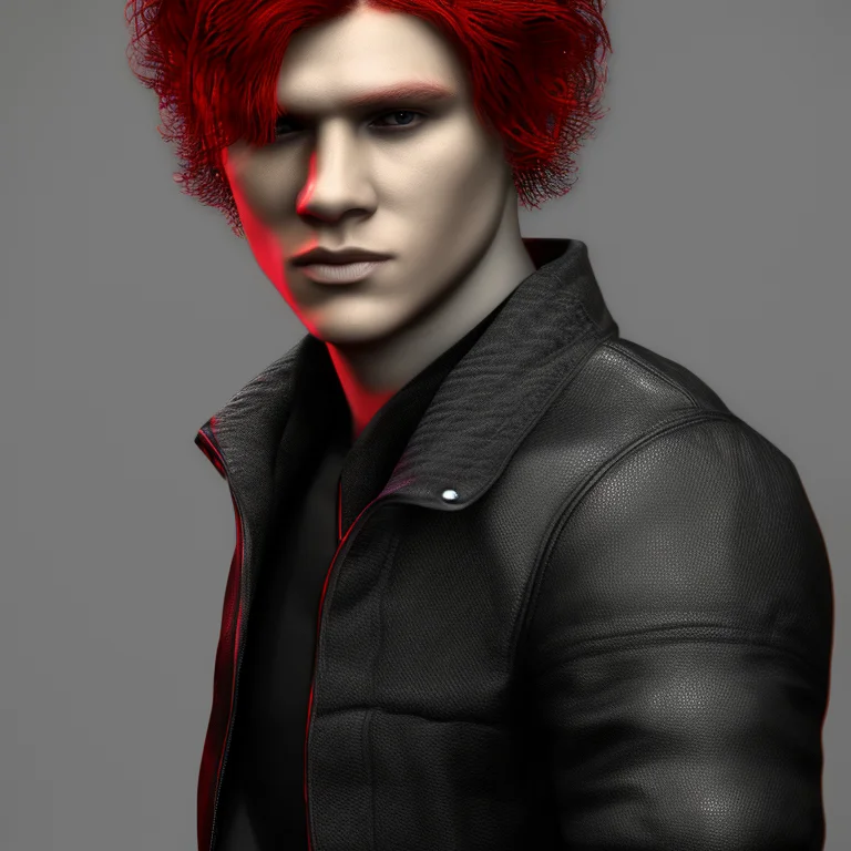 dskyart1, portrait, 1boy, male_focus, black and red hair, stubble, (wlop) dskyart1