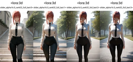 masterpiece, best quality,  1girl, makima \(chainsaw man\),  collared shirt, black pants,black necktie, standing, outdoors, arms at sides, facing viewer,  <lora:3d slider_alpha16.0_rank32_full_last:0>