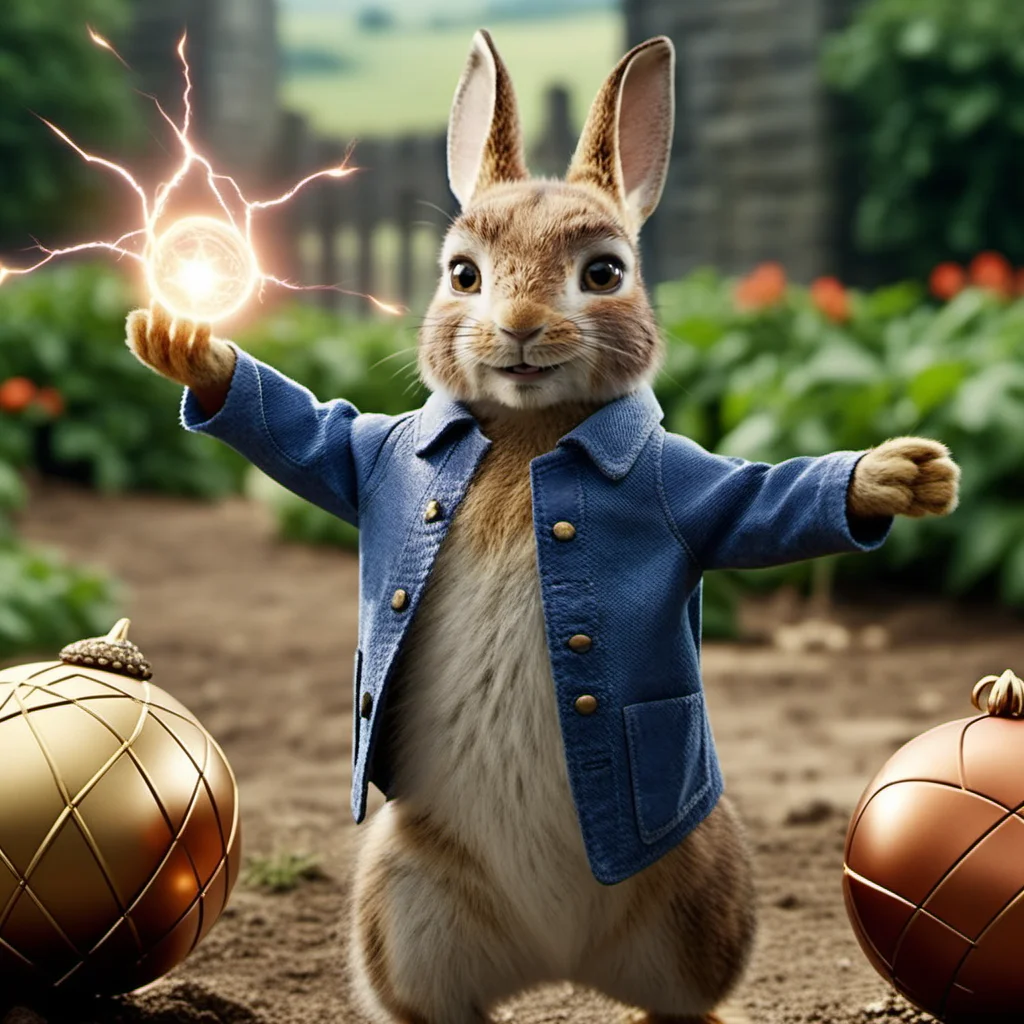PeterRabbit1024, wizard casting a spell, dramatic ball lightning from hands, cosmic wizard, space, , detailed eyes, highly detailed, photography, ultra sharp, film, bokeh, professional, 4k <lora:add-detail-xl:1.5> <lora:PeterRabbit1024-000315:0.6>