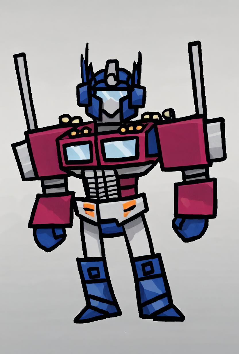 score_9, score_8_up, score_7_up,,  good quality ,, character focus, solo, , best quality  <lora:optimus-10:1>  optimus, solo, simple style,  <lora:Terminalmontage Style V2:1> terminalmontage