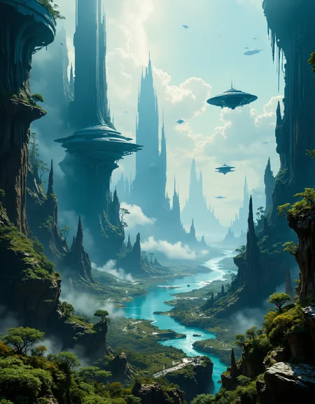 hyper realistic and highly detailed, highly dynamic cinematic panorama view, an otherworldly landscape of an extremely advanced futuristic alien civilization, epic scale, colossal magnitude, sky high otherworldly buildings and futuristic  spacecrafts flying around, beautiful, excellent composition, finest details, highest aesthetics, strong muted Birch and King Blue hue, mystical glowing,  atmospheric haze, panoramic zoomed out view, highly dramatic lighting
 <lora:artilands:0.8>
