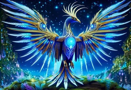 hyper detailed masterpiece, dynamic realistic digital art, awesome quality, DonMMy51ic4lXL a networked nocturnal void elemental Amphiptere, feathers skin, tail barb, celestial head, two feathered wings, spiked tails, <lora:DonMMy51ic4lXL-000006:0.8>