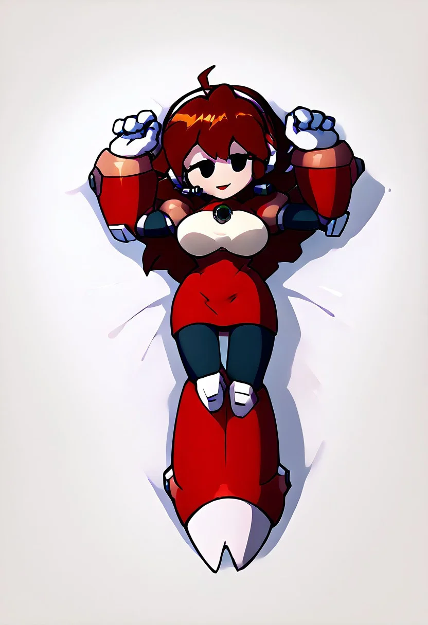 score_4, score_5, score_6, score_9, score_8_up, score_7_up, source_anime, megamanreploid, android, gloves, armor, bodysuit, robot ears, headset, white gloves, Alia's bodysuit, red dress, mecha dress, armored dress, GF FNF, ahoge, slight smile, big breast, purple micro skirt, sexy pose, lying down, high quality, masterpiece, perfect lighting.