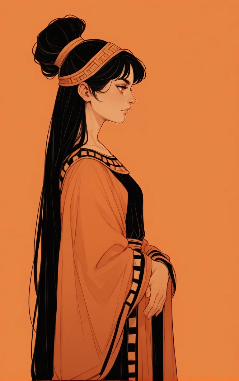 fullbody,
profile view,
<lora:GreekPot-000008:1> greek pottery,
orange background, monochrome, vibrant color, orange eyes,
1girl, dark hair,, score_9, score_8_up, score_7_up, score_6_up, score_5_up, score_4_up, BREAK