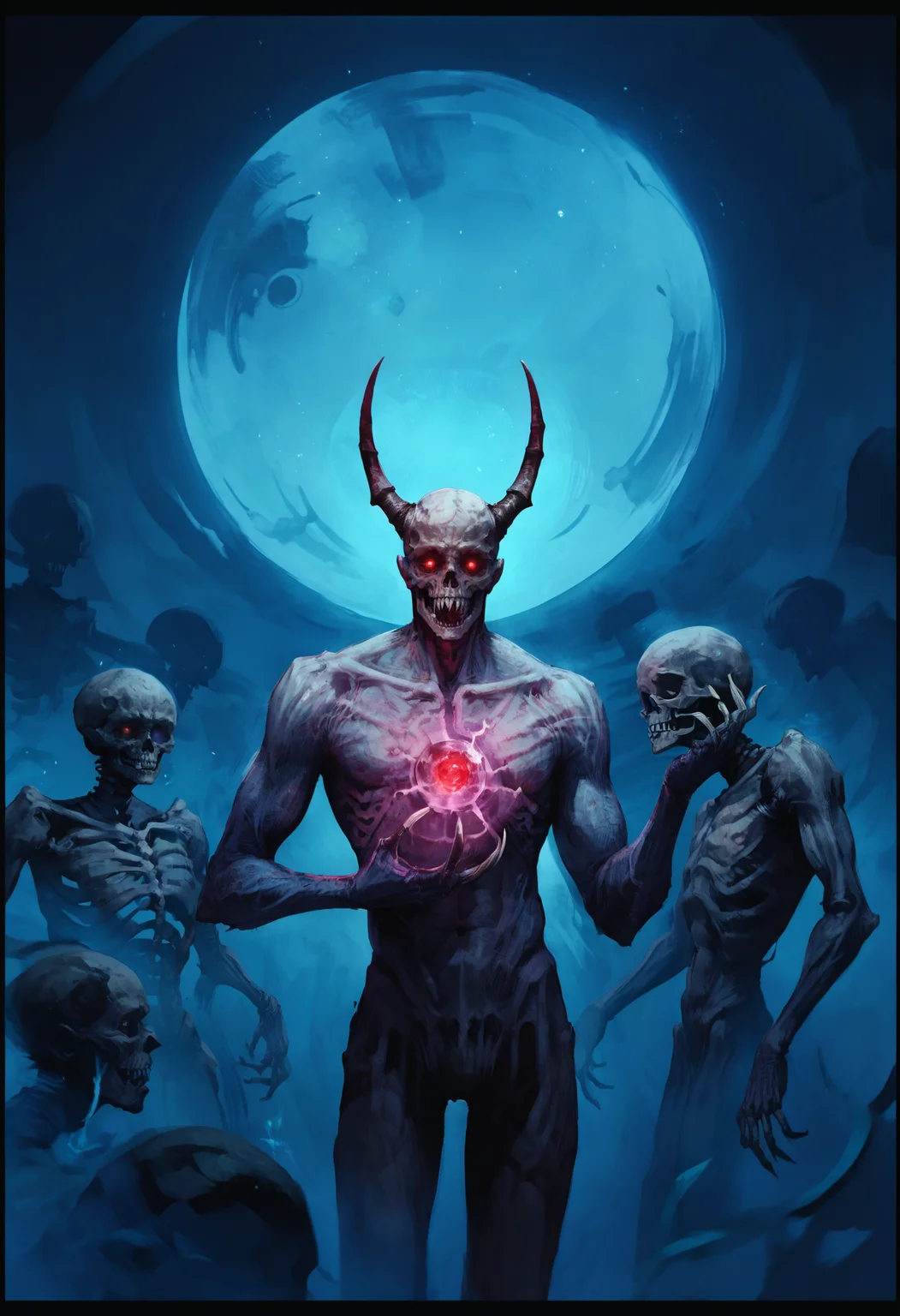 score_9, score_8_up, score_7_up, score_6_up, score_5_up, score_4_up,
<lora:FantasyPaintingsPonyXL:1> pa1nt1ng,
solo, open mouth, red eyes, standing, horns, teeth, no humans, border, glowing, sharp teeth, 1other, glowing eyes, monster, black border, ribs, no eyes, extra eyes, skeleton, orb, demon, (theme)
