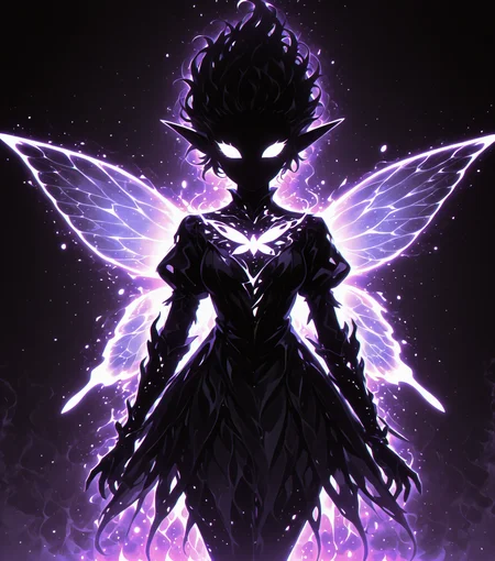 <lora:Shadows_v3_Buns:0.75> sh4d0wv3, black silhouette, solo,  fairy, masterpiece, best quality, amazing quality