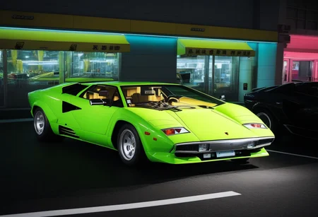 Lamborghini, tokyo, night time, neon lights
