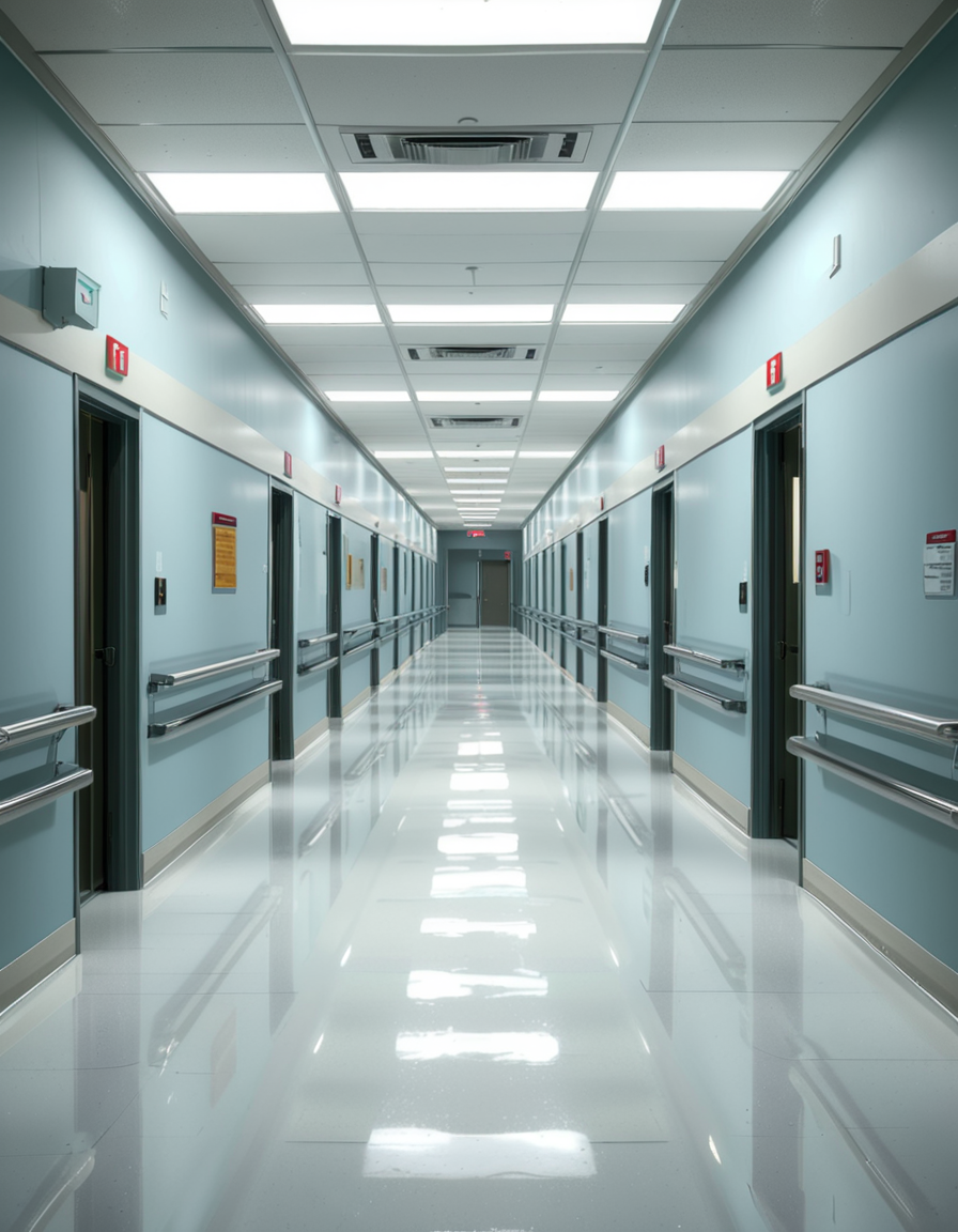 A long, sterile hospital corridor with bright white walls and a polished, reflective floor. The fluorescent ceiling lights cast a cold, clinical glow, emphasizing the cleanliness of the space. The hallway is lined with closed patient rooms, each marked with a small number plate. Stainless steel handrails run along the walls, and a few medical carts are neatly parked near the side. The corridor appears empty, creating a sense of stillness and anticipation. At the far end, a set of double doors with small glass windows leads to another section of the hospital. The atmosphere is quiet, professional, and highly sanitized, evoking a sense of order and precision.
<lora:SDXLFaeTastic2400:0.4> <lora:extremely_detailed:0.4> extremely detailed, <lora:sterile_hospital_c0rr1d0r:1>,sterile hospital c0rr1d0r, Masterpiece,best quality,hi res,8k,hi res,8k,award winning,(sharp focus, intricate, highly detailed),