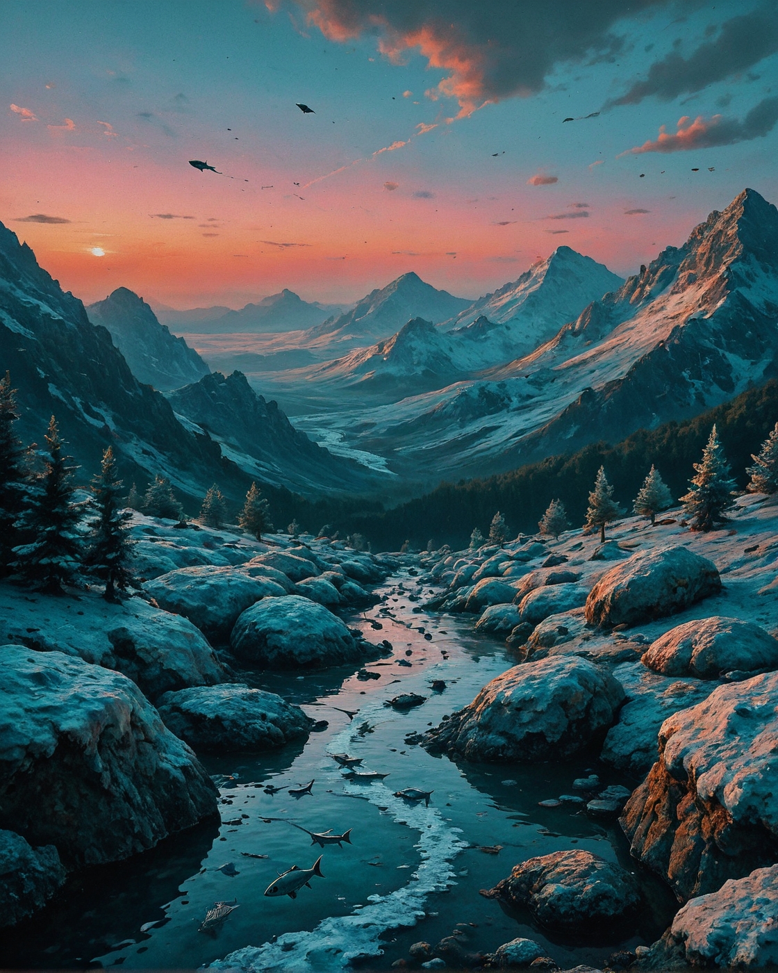 Surreal Landscape, Creator Landscape,
(style ofVasily Polenov (open-air realism)), Granite mountain range at twilight, animal fur caught on thorns, stone tidal fish trap, 
<lora:ClassipeintXL2.1:0.510> oil painting,
<lora:extremely_detailed:0.611> extremely detailed,
<lora:add-detail-xl:0.573>, 
<lora:dreamshaperXL10_lora:0.165>, 
 <lora:Flux-XL_Scenery: 0.229> flux-scenery,
detailxl,
advntr,
