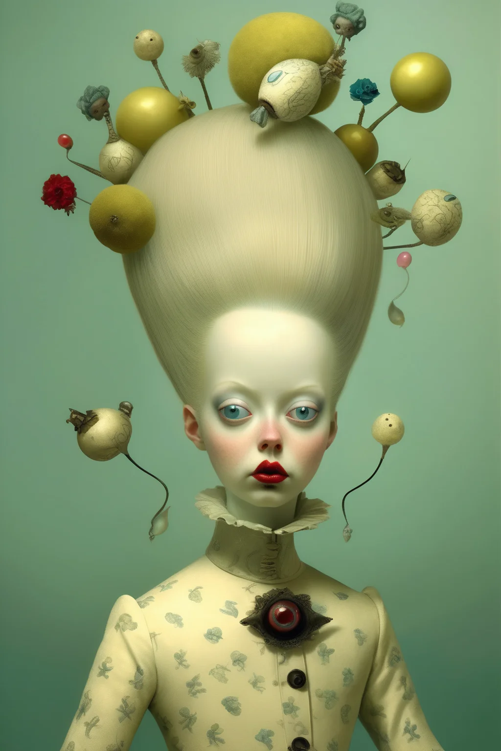 <lora:Ray Caesar Style:1>Ray Caesar Style - A surreal self-portrait with vibrant colors and intricate details