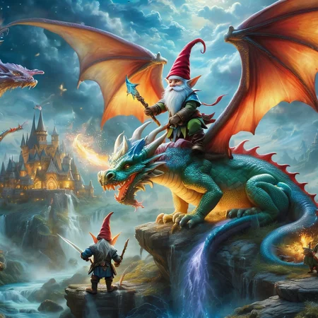 Fujifilm quality photograph (best quality)++, (masterpiece)++, (detailed)+, elf on the shelf fighting a Dragon, (fantasy illustration)1.3, enchanting Dragon battle elf on the shelf, mystical battle, (many gnomes battling)1.4 (whimsical charm).4 Otherworldly charm, mystical sky, (Luis Royo)1.2, (Yoshitaka Amano)1.1, moonlit night, soft colors, (detailed cloudscape)1.3, (high-resolution)1.2 (gnomes  battling everywhere)1.2 , <lora:DonM3t3rn1tyXL-v1.1:0.3> DonM3t3rn1tyXL <lora:DonMD1g174l4sc3nc10nXL:0.3> DonMD1g174l4sc3nc10nXL  <lora:Dragons:0.8> dragon  <lora:EnvyMagicalXL01:0.3> magical <lora:FantasyLandscape:0.8> FanLan