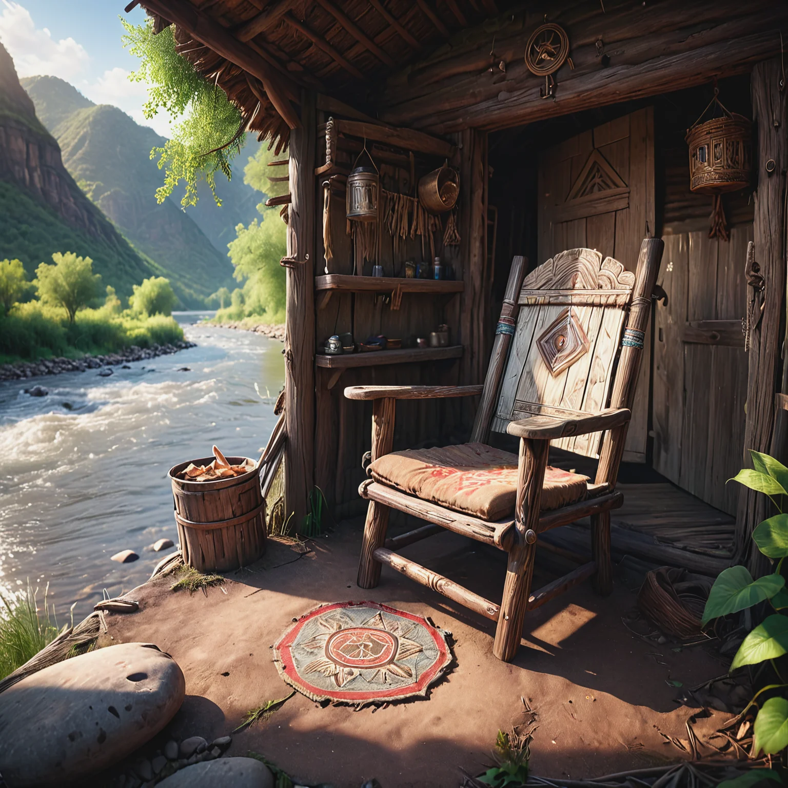 peaceful shack on the side of a river, empty chair, best quality, (intricate emotional details:1.5), sharpen details, ultra detailed, cinematic lighting, overhead shot
<lora:add-detail-xl:0.8>, <lora:xl_more_art-full_v1:0.8>