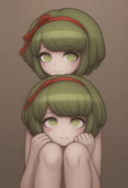 ,,,,masterpiece, best quality, masterpiece, best quality, amazing quality,,,, shiny skin,,,, monaca, green hair, green eyes, short hair, bangs, red hairband, hairband, blush stickers,