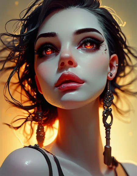 score_9, score_8_up, score_7_up, score_6_up, darkness, A close-up of a model with silky, straight raven-black hair, her almond-shaped eyes piercing and focused, her lips pressed together in determination., highly detailed, backlight <lora:ponys-dream:.9>