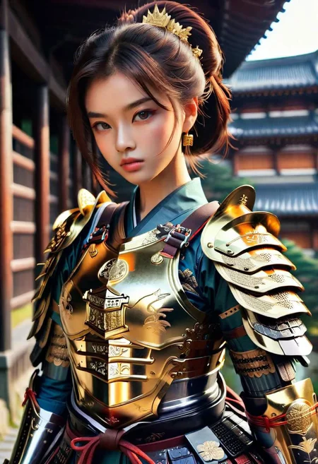 ultra detailed      Masterpiece  8k   ,girl Samurai  complex armor	Multi-layered and large shoulder armor  luster shine  Multilevel  	 black gold 	 	, (beautiful  face)++ 	holdingshe long katanagQkcYR	
Hokusai's Japanese depiction of a very turbulent sea with massive waves. The background s shows a beautiful dark night over a illuminated village. The colors are red and yellow