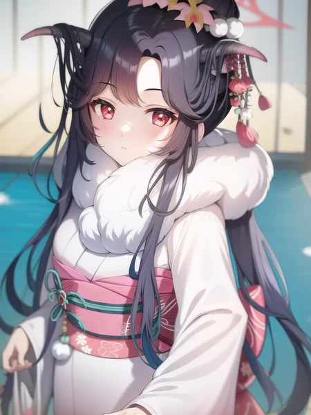 8K,high quality,1girl,fuuka \(blue archive\), kimono