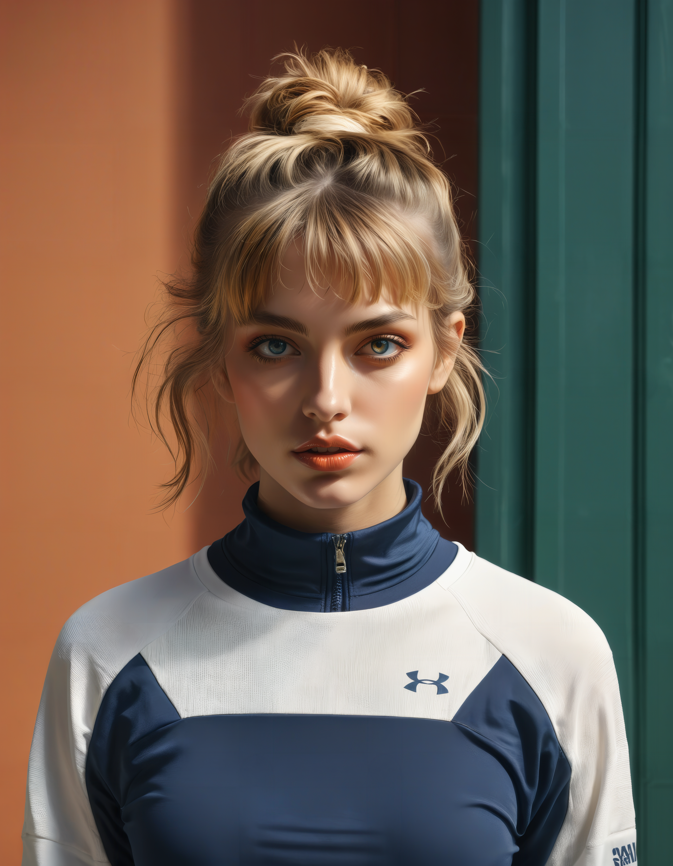 by Hariton Pushwagner and Pierre-Auguste Renoir, hyper realistic full view photo of  a (sporty fashionista showcasing the latest athleisure trends in a dynamic urban setting:1.1),  (melancholic , adorable , elegant , alienated , masterful:1.4), bold lines, hyper detailed, award winning, limited color palette, high contrast, depth of field, (intricate details, masterpiece, best quality:1.4)
dramatic cinematic lighting, film grain, looking at viewer, dynamic pose, wide angle panoramic view,
<lora:add-detail-xl:0.5> <lora:xl_more_art-full_v1:0.5> <lora:looking_at_viewer:2>