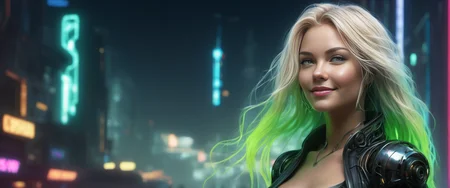 a beatiful young adult women of slender hourglass figure, with long undercut hair of mixed haircolor brunette and blonde, light green eyes, 
Euphoric  and Blissful  smiling, (closed mouth:1.5)  ,
__bg/zoom__
(at the border) of  a a neon lit and clean  town  in the style of a mix between soft lighting and godrays Swirl Bokeh , , cyberpunk with fluid detail in the style of Chris Foss and a mix of apocalyptic and futuristic with smooth detail in the style of Jim Burns we are outside of a townhall which is built and decorated in the mixed style of a mix of transhumanism and dystopian with intricate detail in the style of H.R. Giger and a mix of retrofuturism and cyberpunk with detailed detail in the style of John Harris 
((photo raw)), soft lighting and rossdraws global illumination Chromatic Aberration and Bokeh Panorama and film still and Gaussian Blur , ,