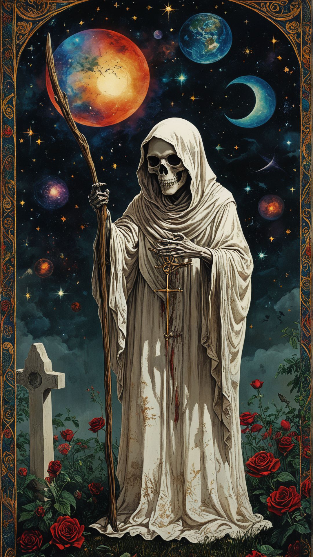 Cemetery Reaper, Blood Money, "Through the prism of connection, we realize we are but threads in the intricate tapestry of the universe.", "Play that funky music, white boy.", <lora:MidjourneyV6.1:1>, midjourneyv6.1