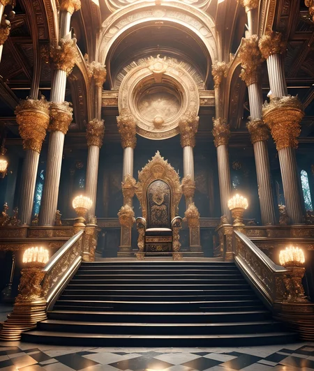RAW photo, (masterpiece:1.3), subsurface scattering, heavy shadow, (high quality:1.4), (intricate, high detail:1.2), professional photography, HDR, High Dynamic Range, realistic, ultra realistic, photorealistic, high resolution, film photography, ambient lighting, atmospheric effects, <lora:detail_slider_v4:2>, OverallDetail, a long magnificent gothich hall, columns, at the far end there are stairs leading up to a high dais, on the dais there is an elaborate throne, throneroom, <lora:ThroneRoom-10:1>, epiCPhoto