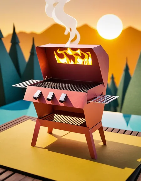 made out of ral-ppr, papercraft, paper, barbecue, <lora:ral-ppr-sdxl:0.7>, perfect composition, aesthetic, beautiful elegant, highly color focused, sunny, highly detail, surreal, cinematic atmosphere, magic atmosphere